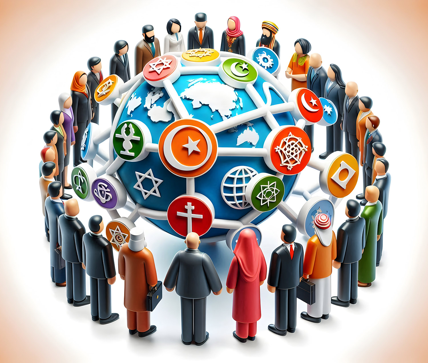 3D Harmony Religious Networking concept as Professionals from di